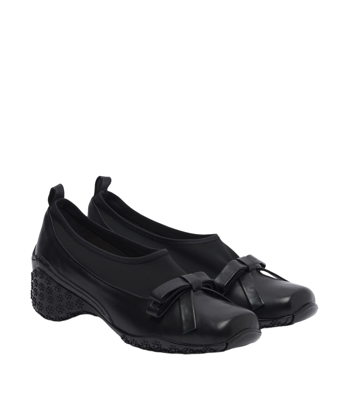 Simone Rocha Bow-detail leather-trimmed slip-on shoes