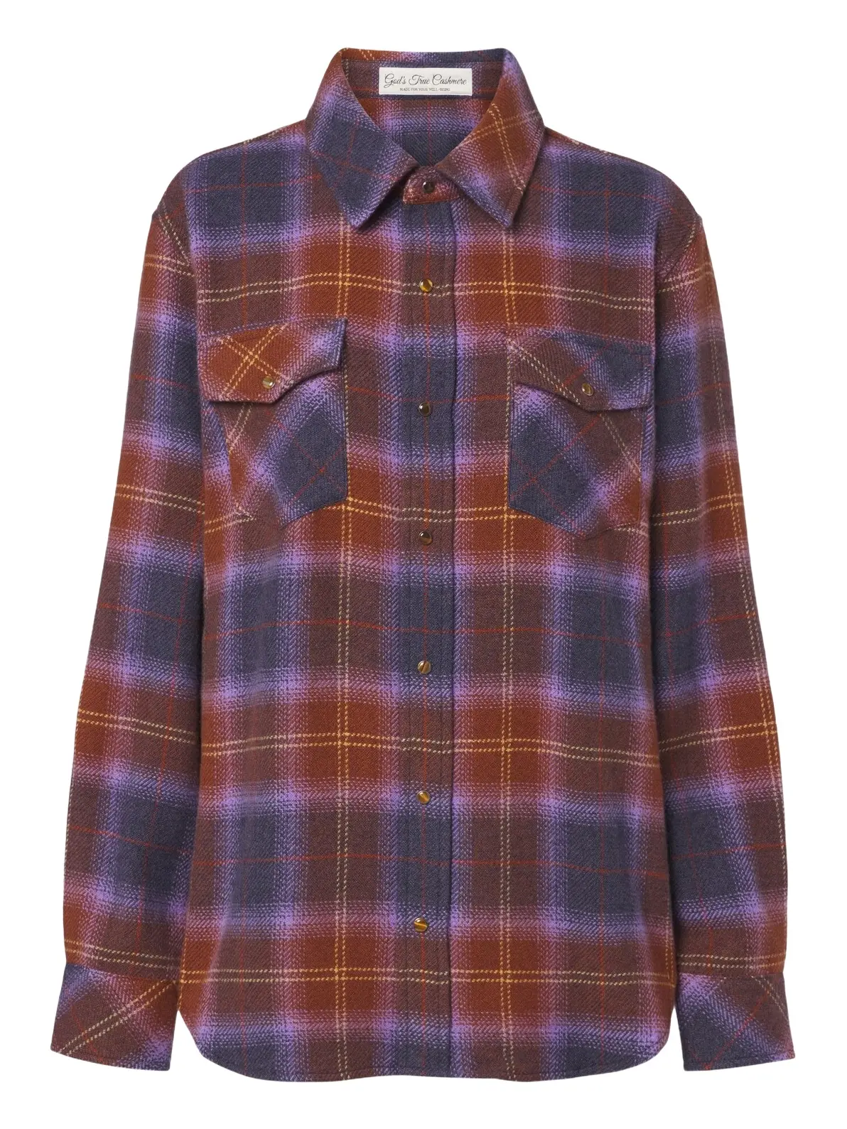 God’s True Cashmere Vulcan Tartan cashmere shirt with tiger's eye