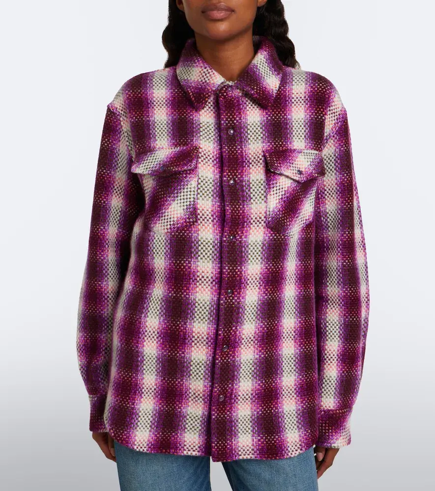 God’s True Cashmere Frontier plaid cashmere shirt with amethysts | Thumbnail 2 God’s True Cashmere Frontier plaid cashmere shirt with amethysts | Thumbnail 2