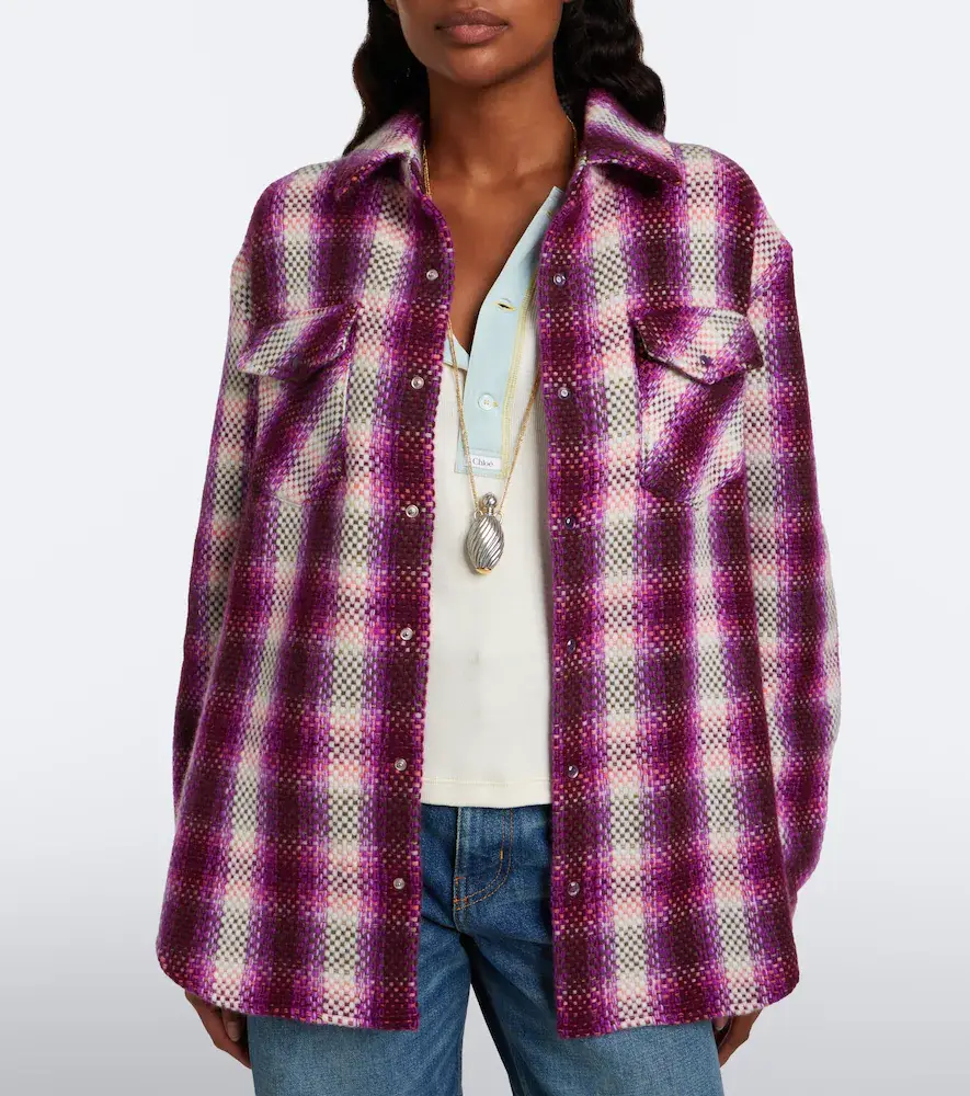 God’s True Cashmere Frontier plaid cashmere shirt with amethysts | Thumbnail 5 God’s True Cashmere Frontier plaid cashmere shirt with amethysts | Thumbnail 5