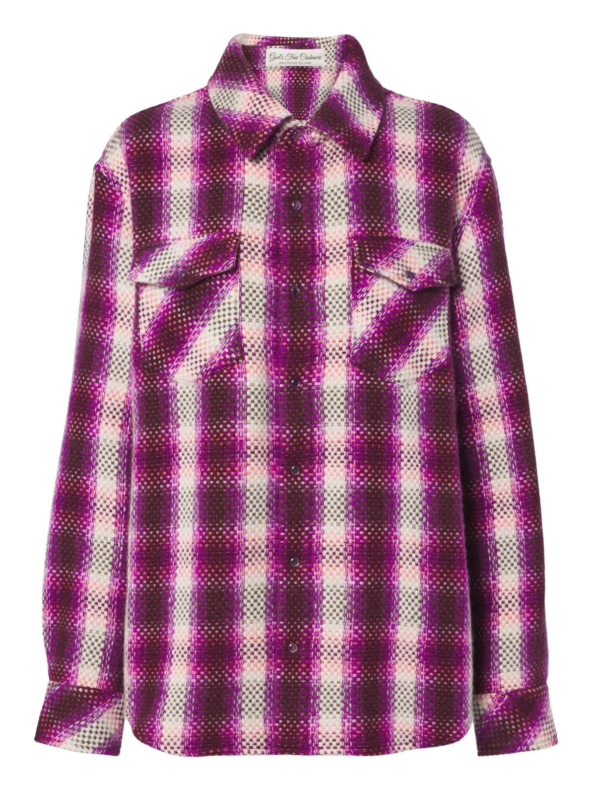 Frontier plaid cashmere shirt with amethysts