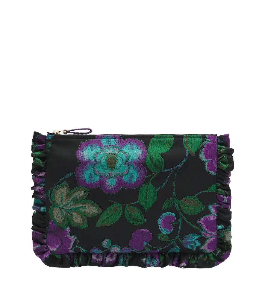 Floral ruffled jacquard pouch Floral ruffled jacquard pouch