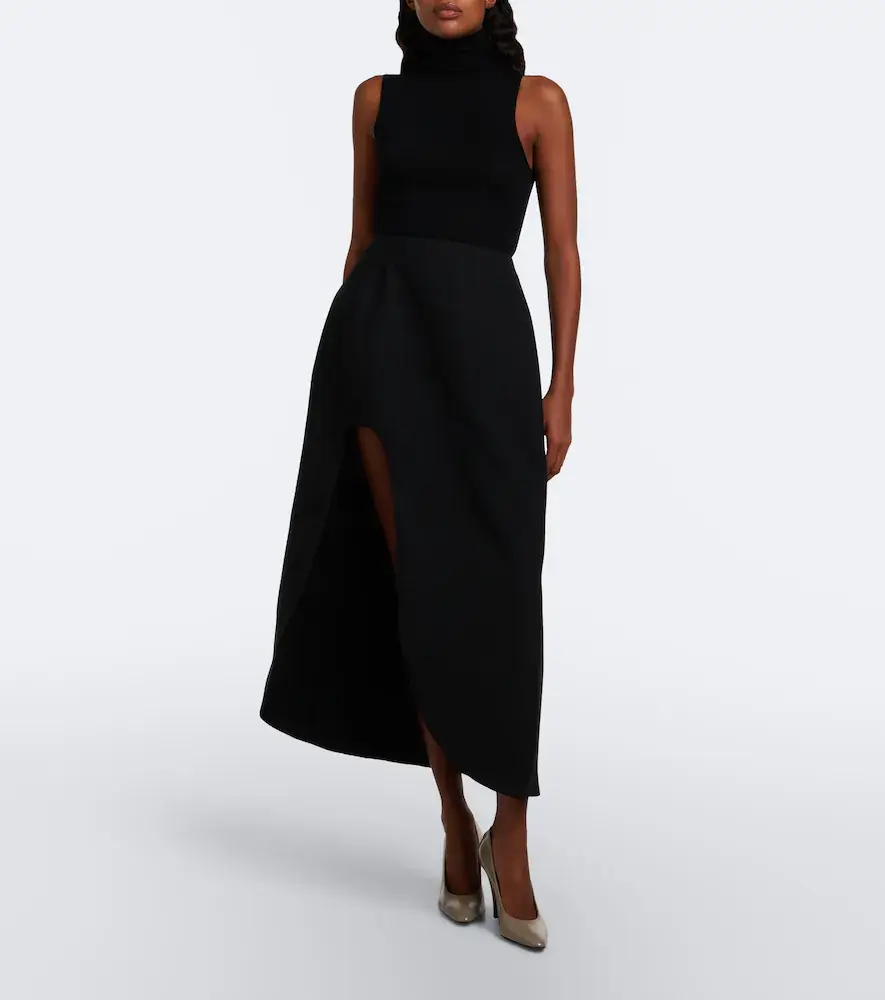 Jil Sander Asymmetric virgin wool midi skirt | Thumbnail 4