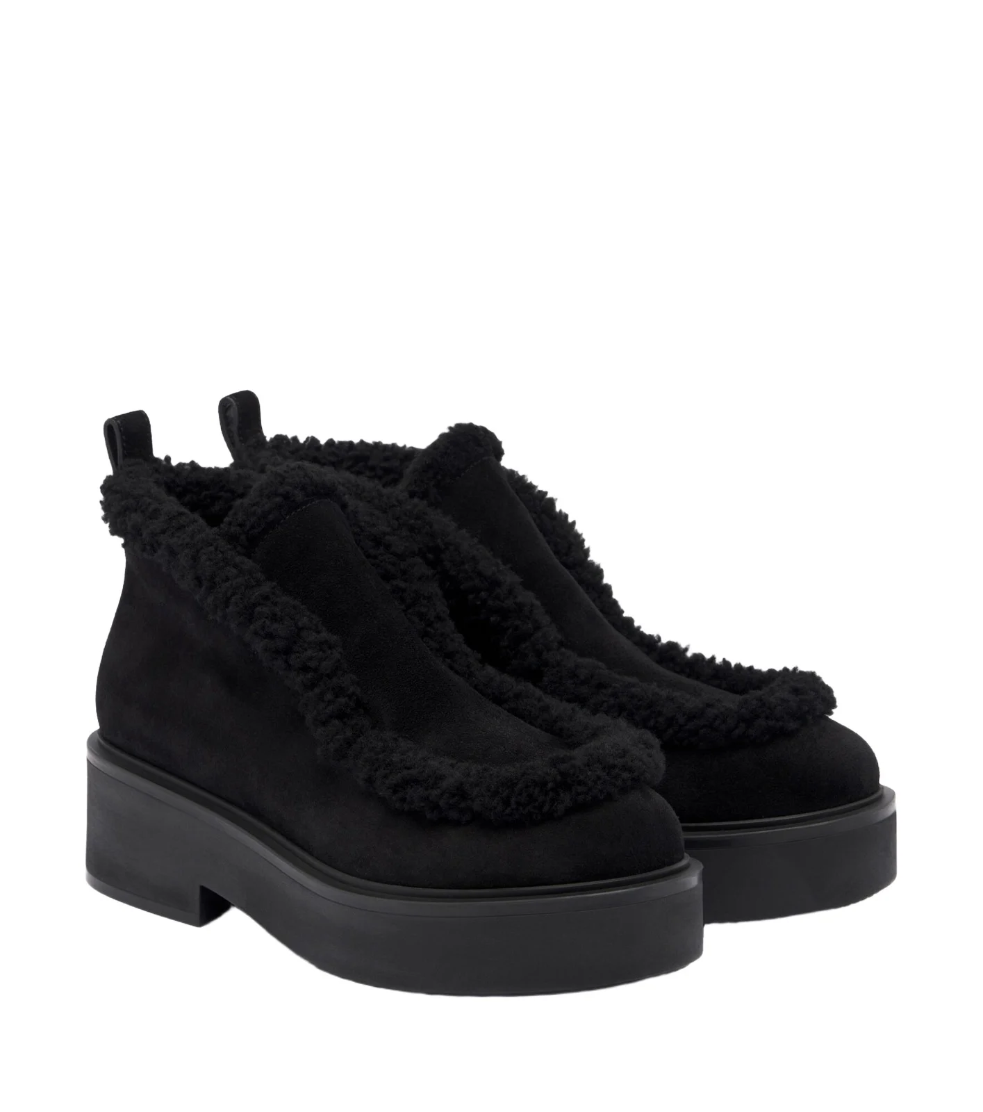 Shearling-lined suede ankle boots