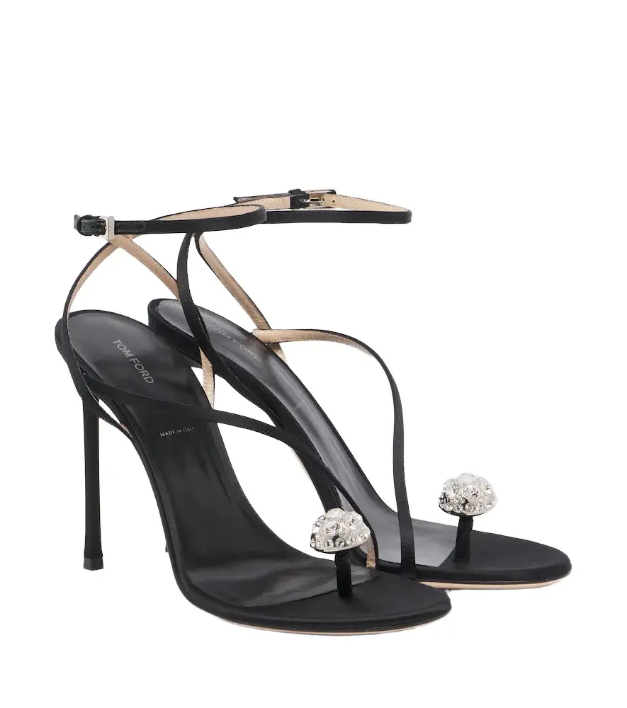 Cassia crystal-embellished satin sandals Cassia crystal-embellished satin sandals