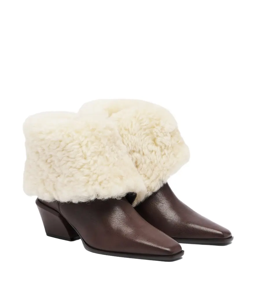 Bettina leather and shearling ankle boots