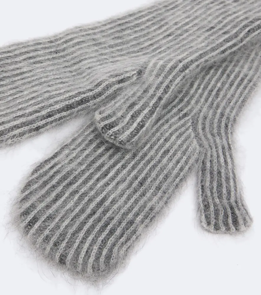 Brunello Cucinelli Striped mohair and wool-blend mittens | Thumbnail 2 Brunello Cucinelli Striped mohair and wool-blend mittens | Thumbnail 2