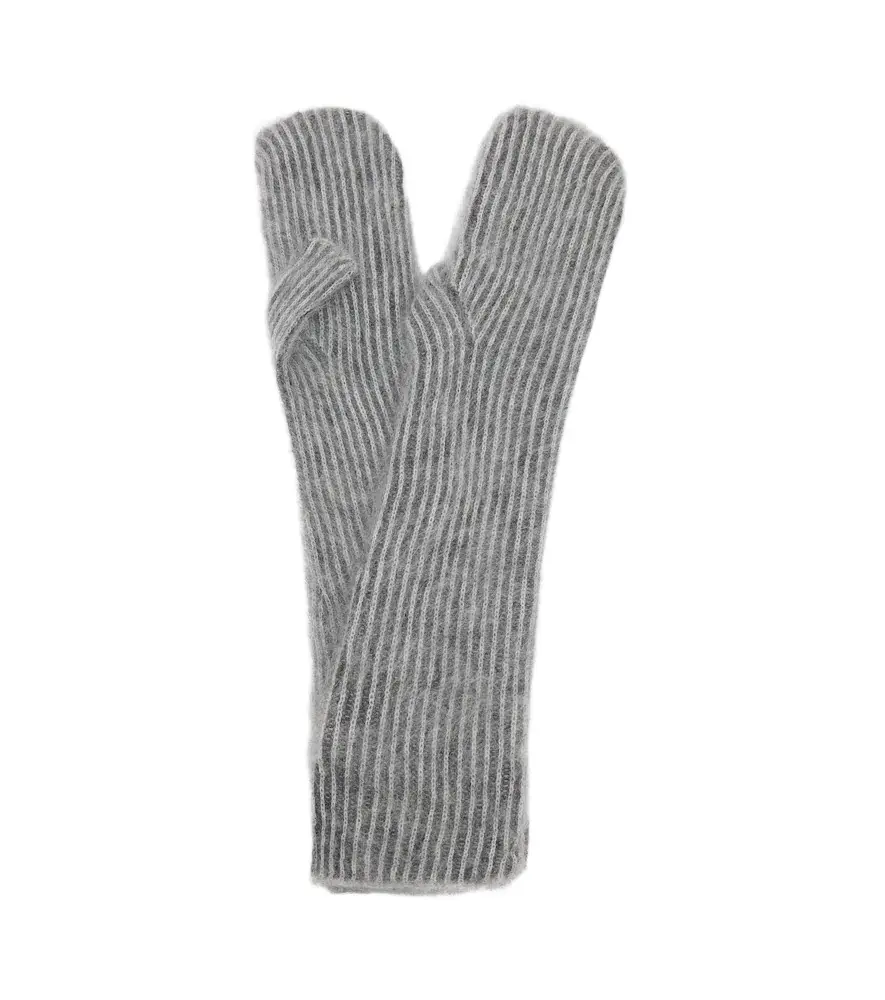Brunello Cucinelli Striped mohair and wool-blend mittens