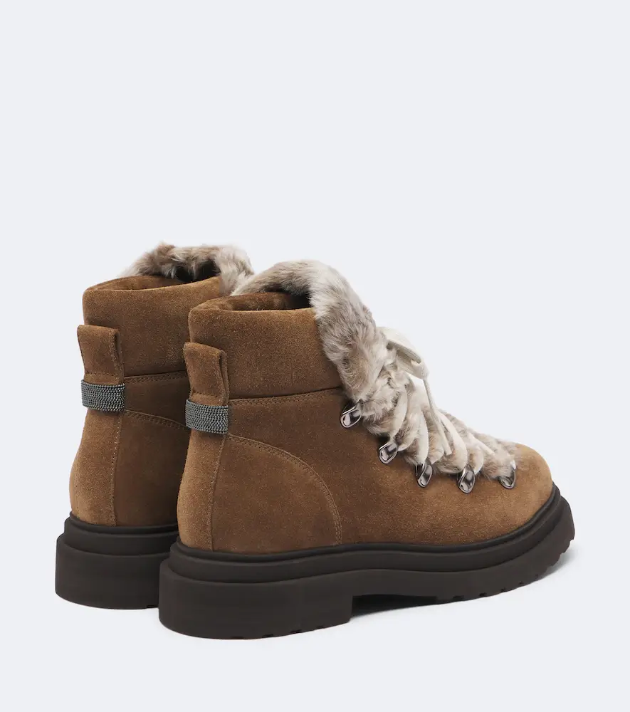 Brunello Cucinelli Monili shearling-trimmed suede lace-up boots | Thumbnail 4 Brunello Cucinelli Monili shearling-trimmed suede lace-up boots | Thumbnail 4
