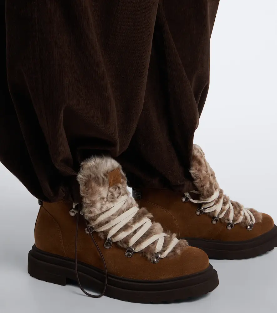 Brunello Cucinelli Monili shearling-trimmed suede lace-up boots | Thumbnail 5 Brunello Cucinelli Monili shearling-trimmed suede lace-up boots | Thumbnail 5