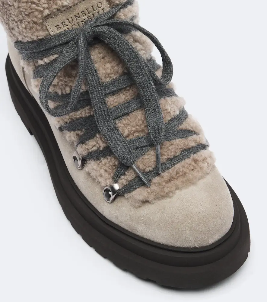 Brunello Cucinelli Monili shearling-trimmed suede lace-up boots | Thumbnail 2 Brunello Cucinelli Monili shearling-trimmed suede lace-up boots | Thumbnail 2