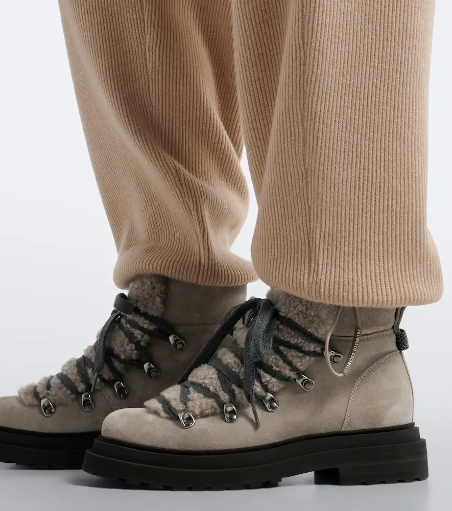 Brunello Cucinelli Monili shearling-trimmed suede lace-up boots | Thumbnail 5 Brunello Cucinelli Monili shearling-trimmed suede lace-up boots | Thumbnail 5
