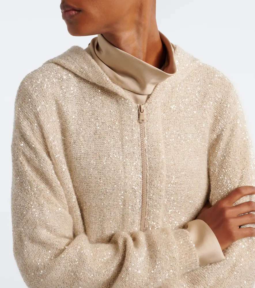 Brunello Cucinelli Knitted sequined zip-up hoodie | Thumbnail 2 Brunello Cucinelli Knitted sequined zip-up hoodie | Thumbnail 2