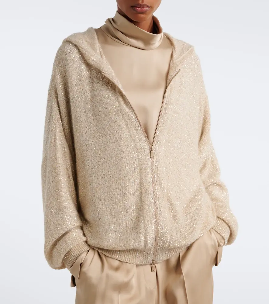 Brunello Cucinelli Knitted sequined zip-up hoodie | Thumbnail 5 Brunello Cucinelli Knitted sequined zip-up hoodie | Thumbnail 5