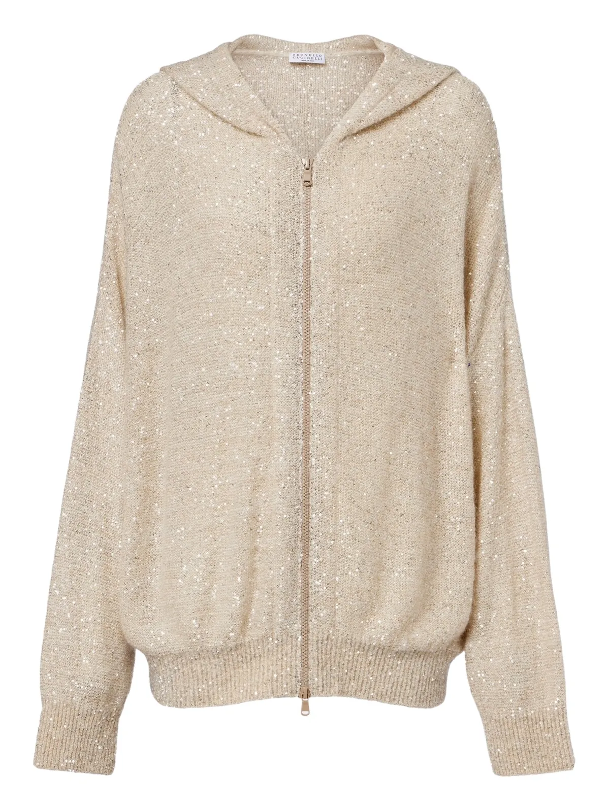 Knitted sequined zip-up hoodie Knitted sequined zip-up hoodie