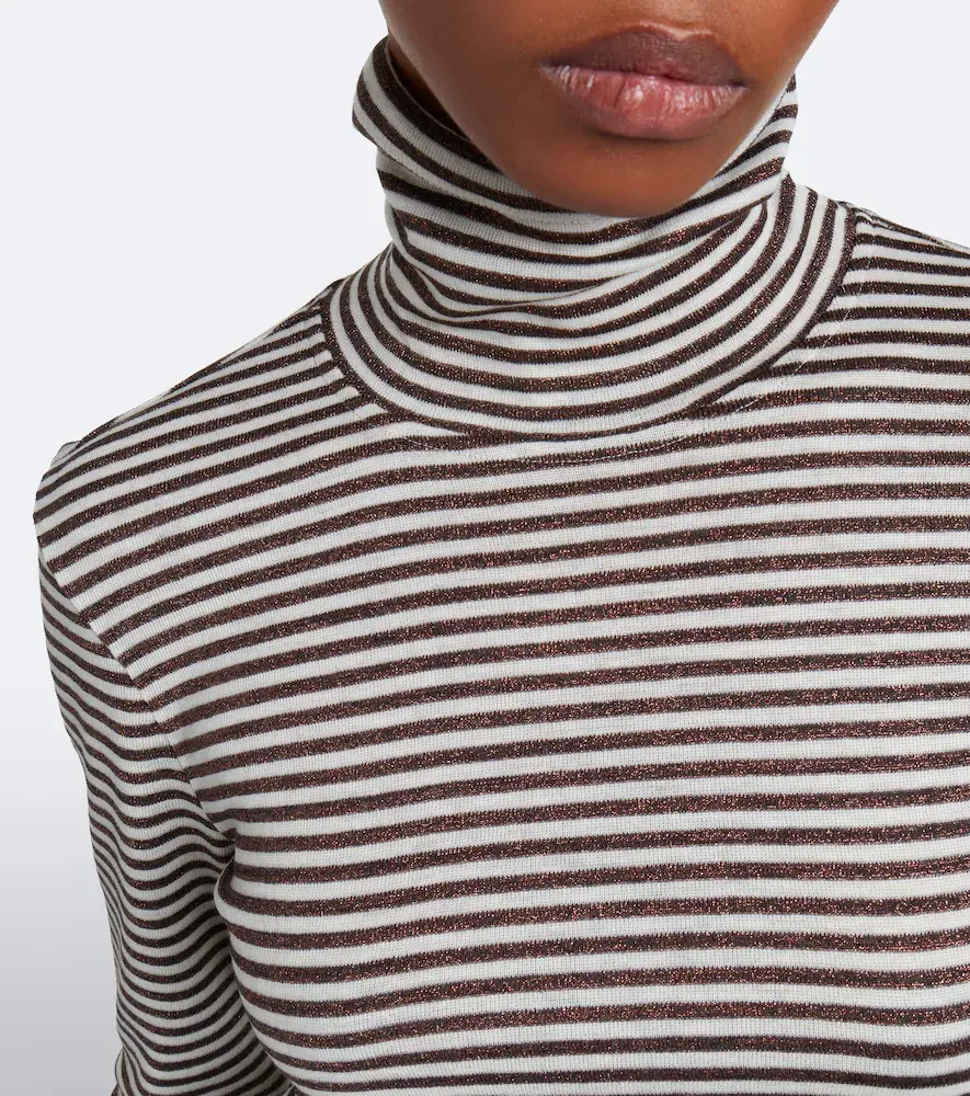 Brunello Cucinelli Striped wool-blend turtleneck sweater | Thumbnail 2 Brunello Cucinelli Striped wool-blend turtleneck sweater | Thumbnail 2