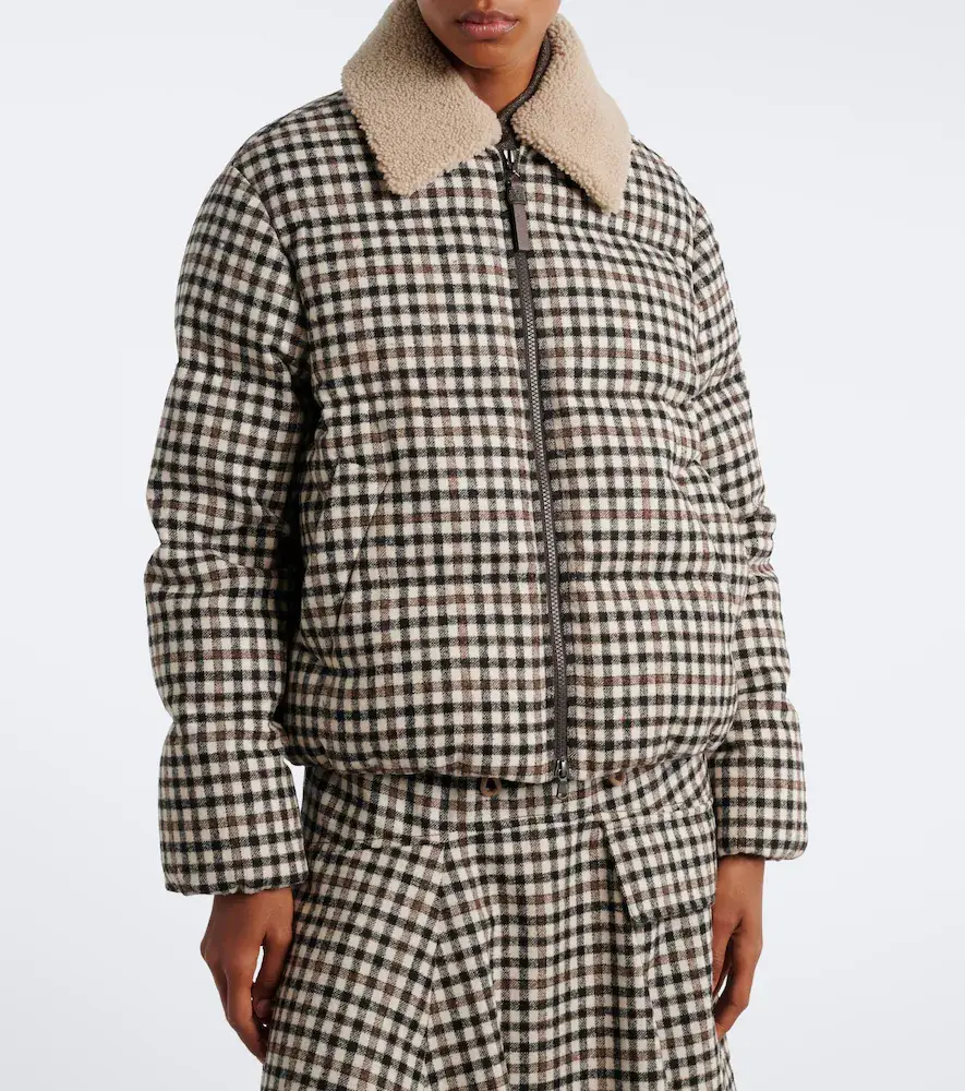 Brunello Cucinelli Checked alpaca and wool-blend down jacket | Thumbnail 2 Brunello Cucinelli Checked alpaca and wool-blend down jacket | Thumbnail 2