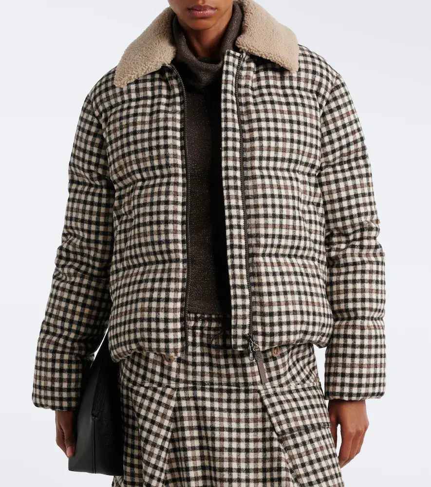 Brunello Cucinelli Checked alpaca and wool-blend down jacket | Thumbnail 4 Brunello Cucinelli Checked alpaca and wool-blend down jacket | Thumbnail 4