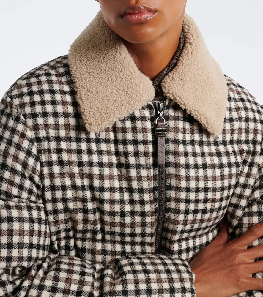 Brunello Cucinelli Checked alpaca and wool-blend down jacket | Thumbnail 6 Brunello Cucinelli Checked alpaca and wool-blend down jacket | Thumbnail 6