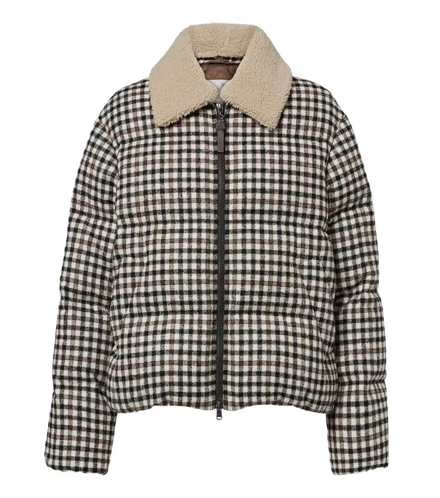 Checked alpaca and wool-blend down jacket Checked alpaca and wool-blend down jacket