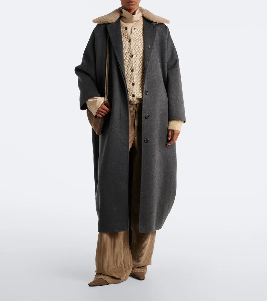 Brunello Cucinelli Shearling-trimmed cashmere coat | Thumbnail 3 Brunello Cucinelli Shearling-trimmed cashmere coat | Thumbnail 3