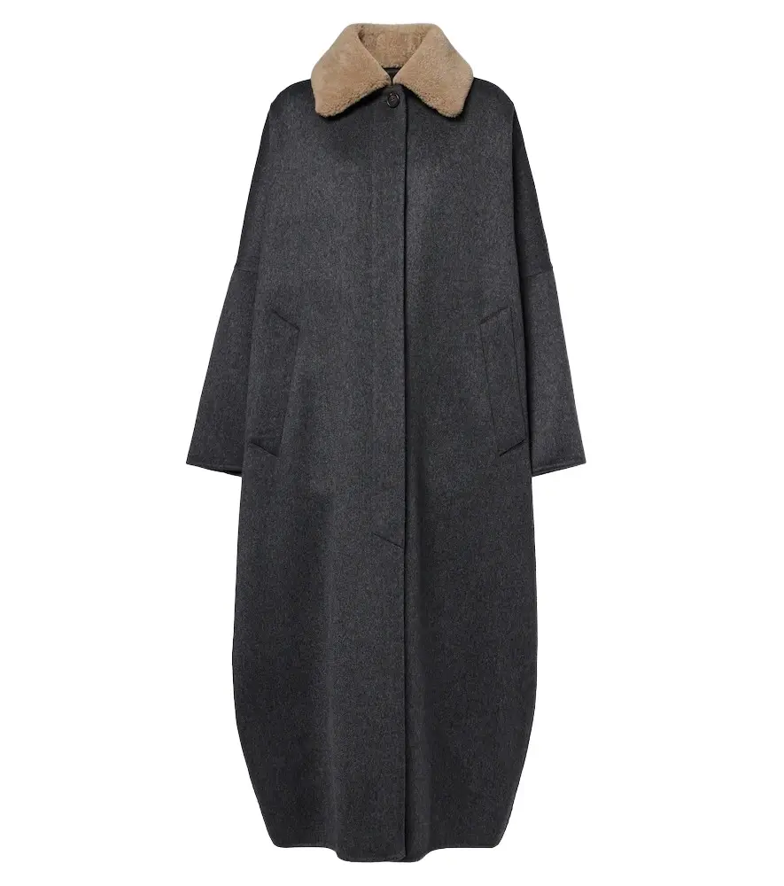 Shearling-trimmed cashmere coat Shearling-trimmed cashmere coat