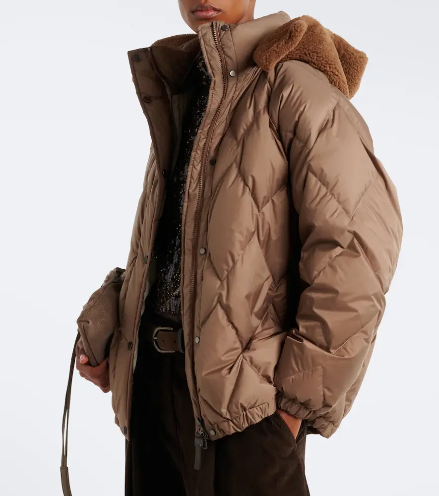 Brunello Cucinelli Shearling-trimmed quilted down jacket | Thumbnail 2 Brunello Cucinelli Shearling-trimmed quilted down jacket | Thumbnail 2