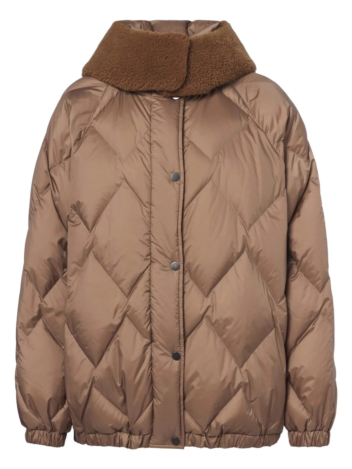 Shearling-trimmed quilted down jacket