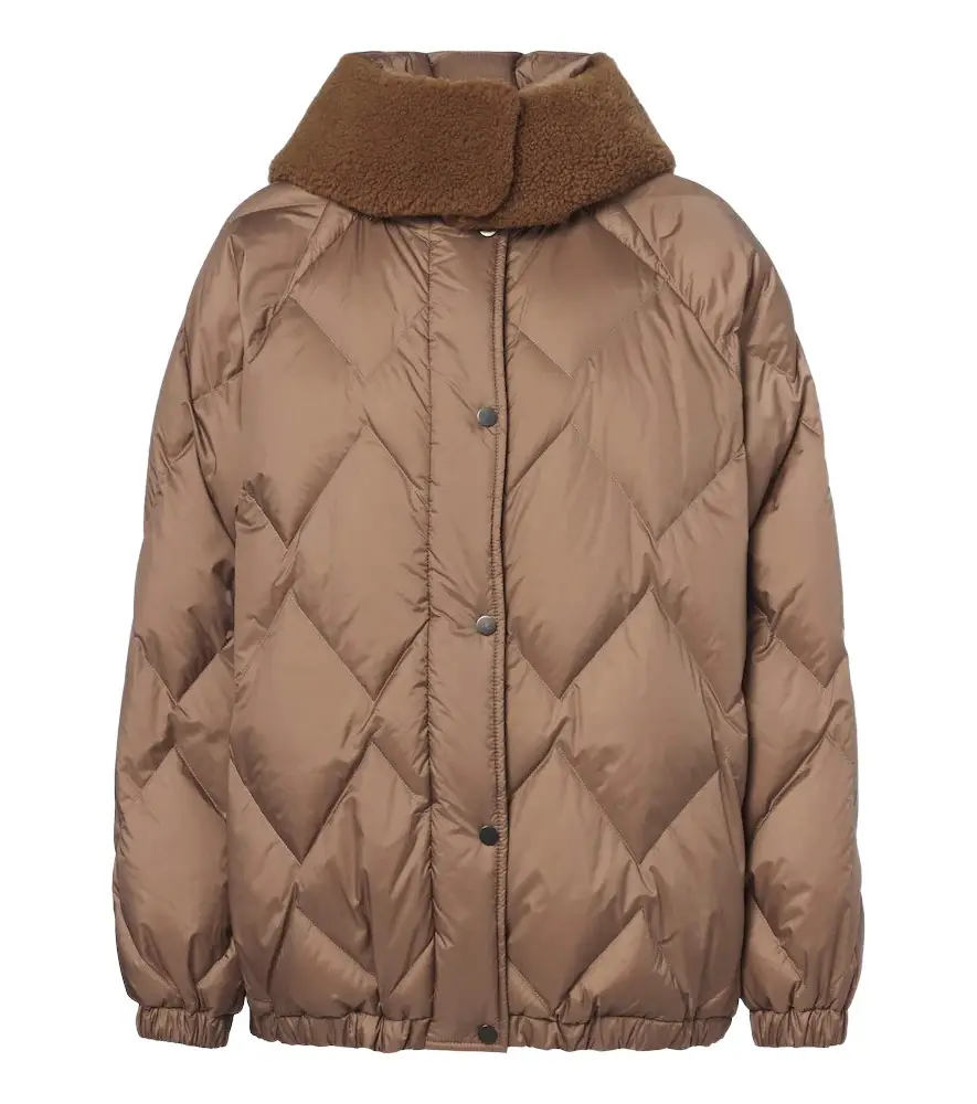 Shearling-trimmed quilted down jacket Shearling-trimmed quilted down jacket