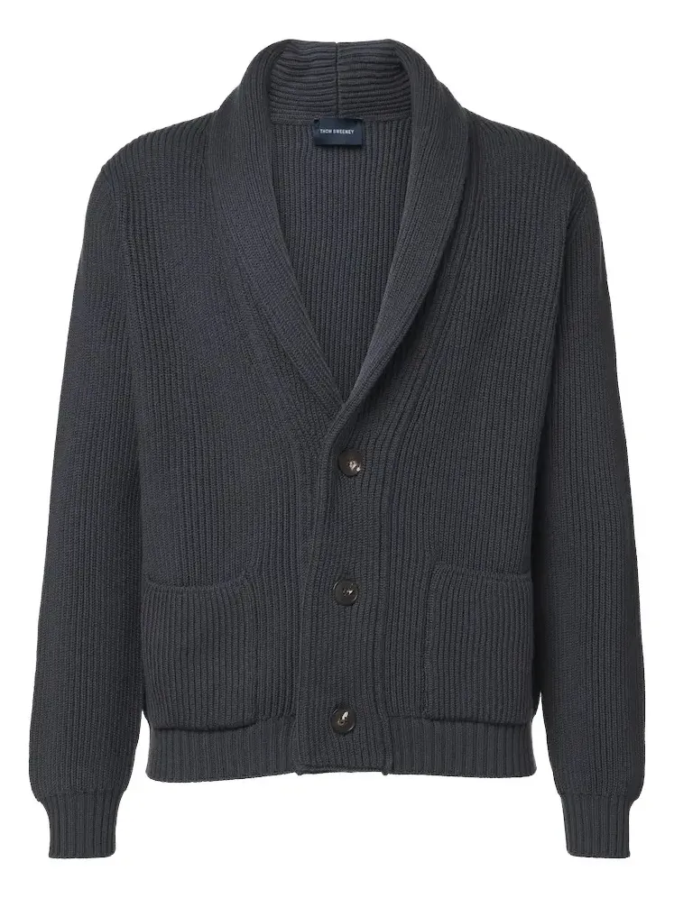 Ribbed-knit wool cardigan