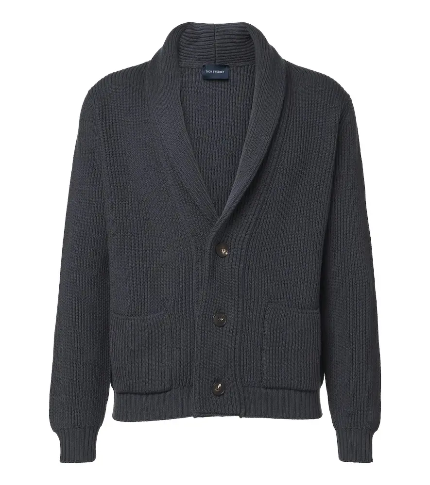 Thom Sweeney Ribbed-knit wool cardigan