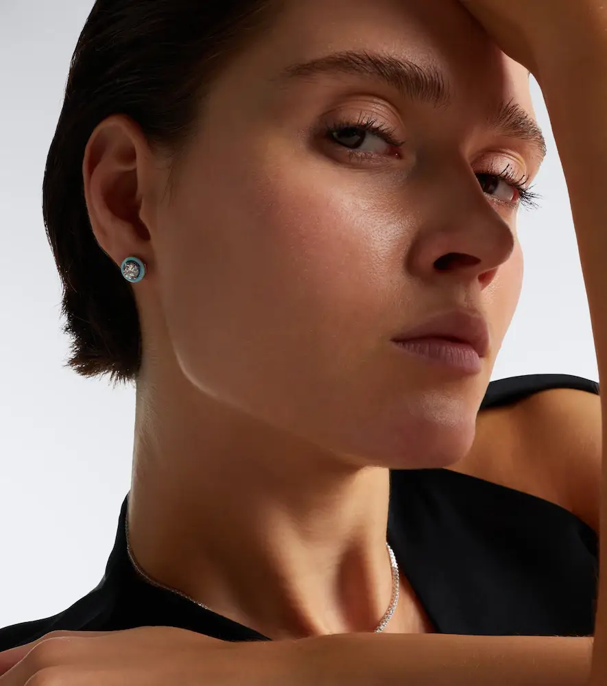 Kamyen Dottie 18kt white gold and enamel earrings with diamonds | Thumbnail 3 Kamyen Dottie 18kt white gold and enamel earrings with diamonds | Thumbnail 3