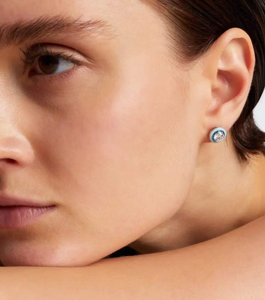 Kamyen Dottie 18kt white gold and enamel earrings with diamonds | Thumbnail 4 Kamyen Dottie 18kt white gold and enamel earrings with diamonds | Thumbnail 4