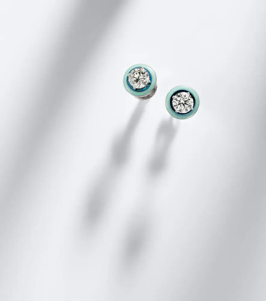 Kamyen Dottie 18kt white gold and enamel earrings with diamonds | Thumbnail 5 Kamyen Dottie 18kt white gold and enamel earrings with diamonds | Thumbnail 5