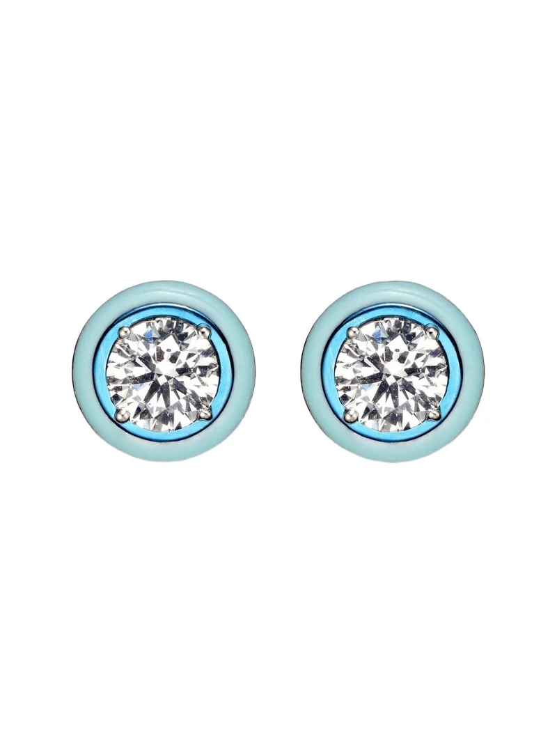 Dottie 18kt white gold and enamel earrings with diamonds