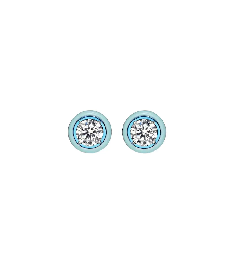 Kamyen Dottie 18kt white gold and enamel earrings with diamonds