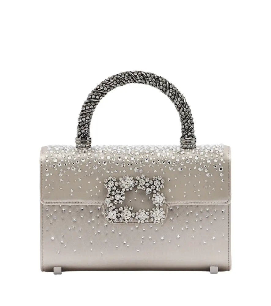 Roger Vivier Envelope embellished satin top-handle bag