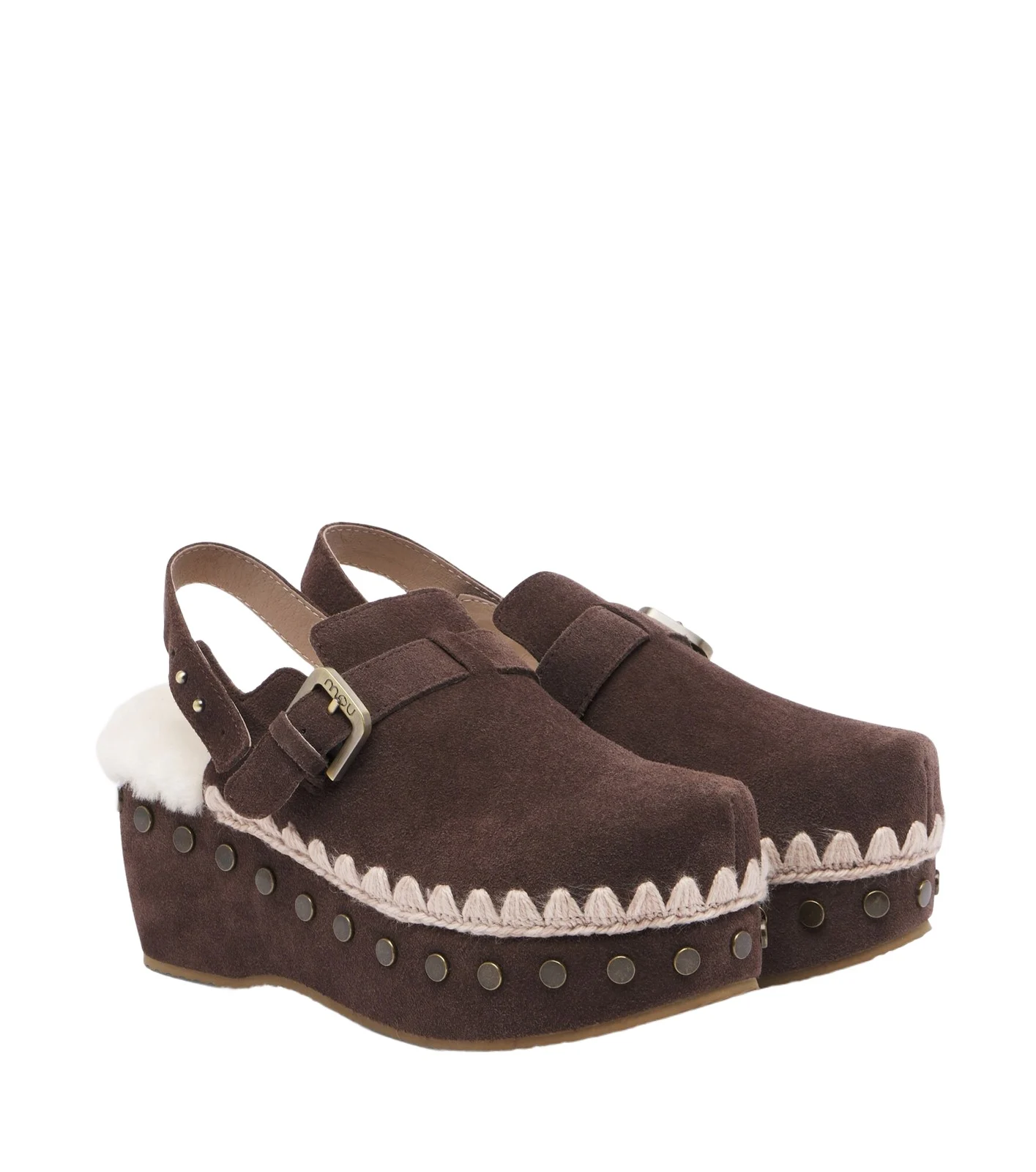 MOU Shearling-lined suede clogs
