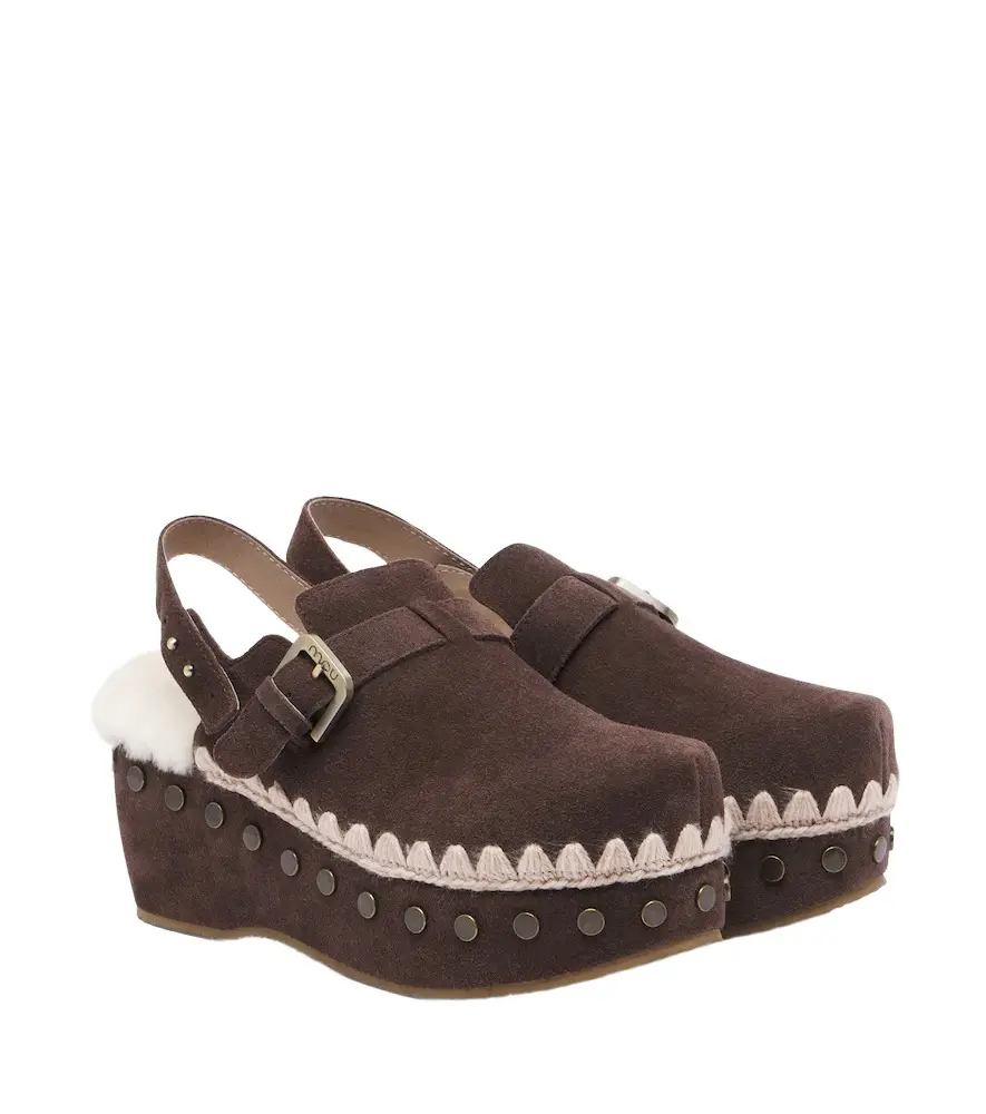 Shearling-lined suede clogs Shearling-lined suede clogs