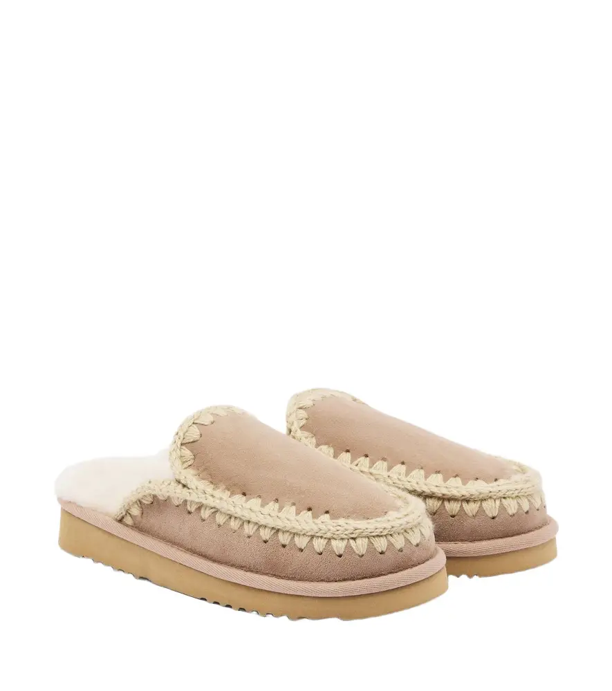 MOU Shearling-lined suede mules