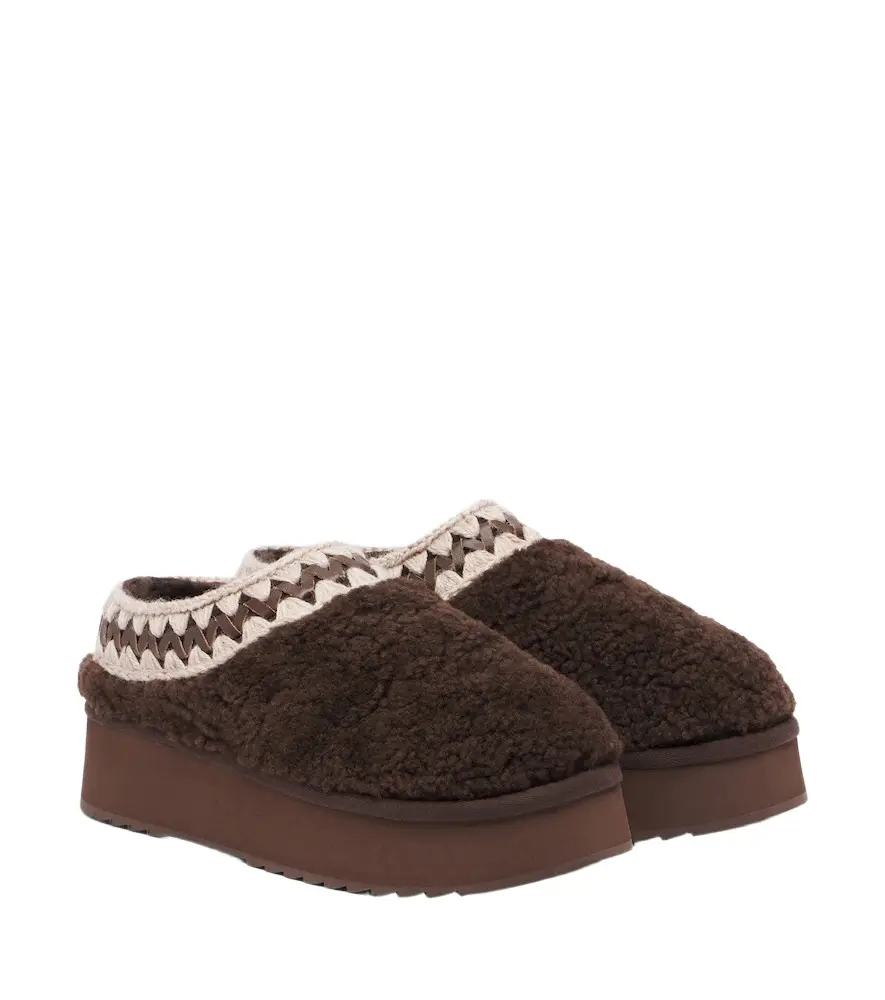 MOU Shearling platform mules