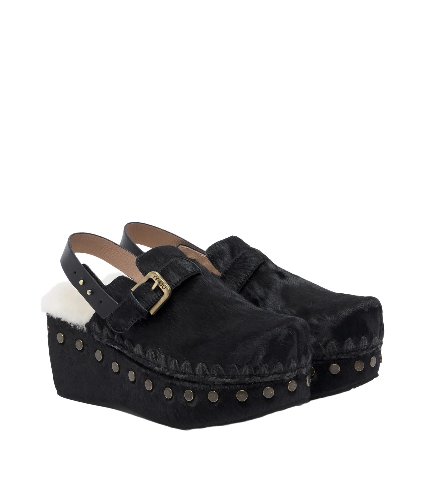MOU Shearling-lined calf hair clogs