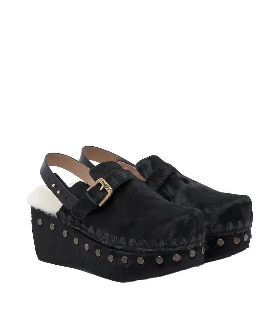 Shearling-lined calf hair clogs Shearling-lined calf hair clogs