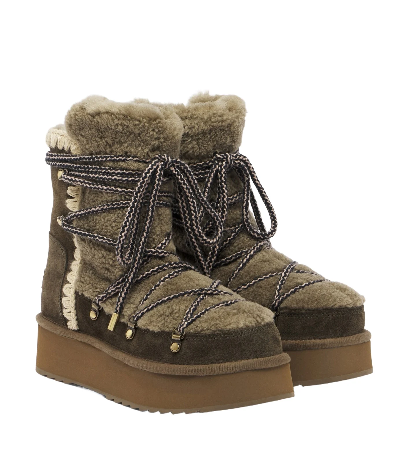 MOU Shearling and suede ankle boots