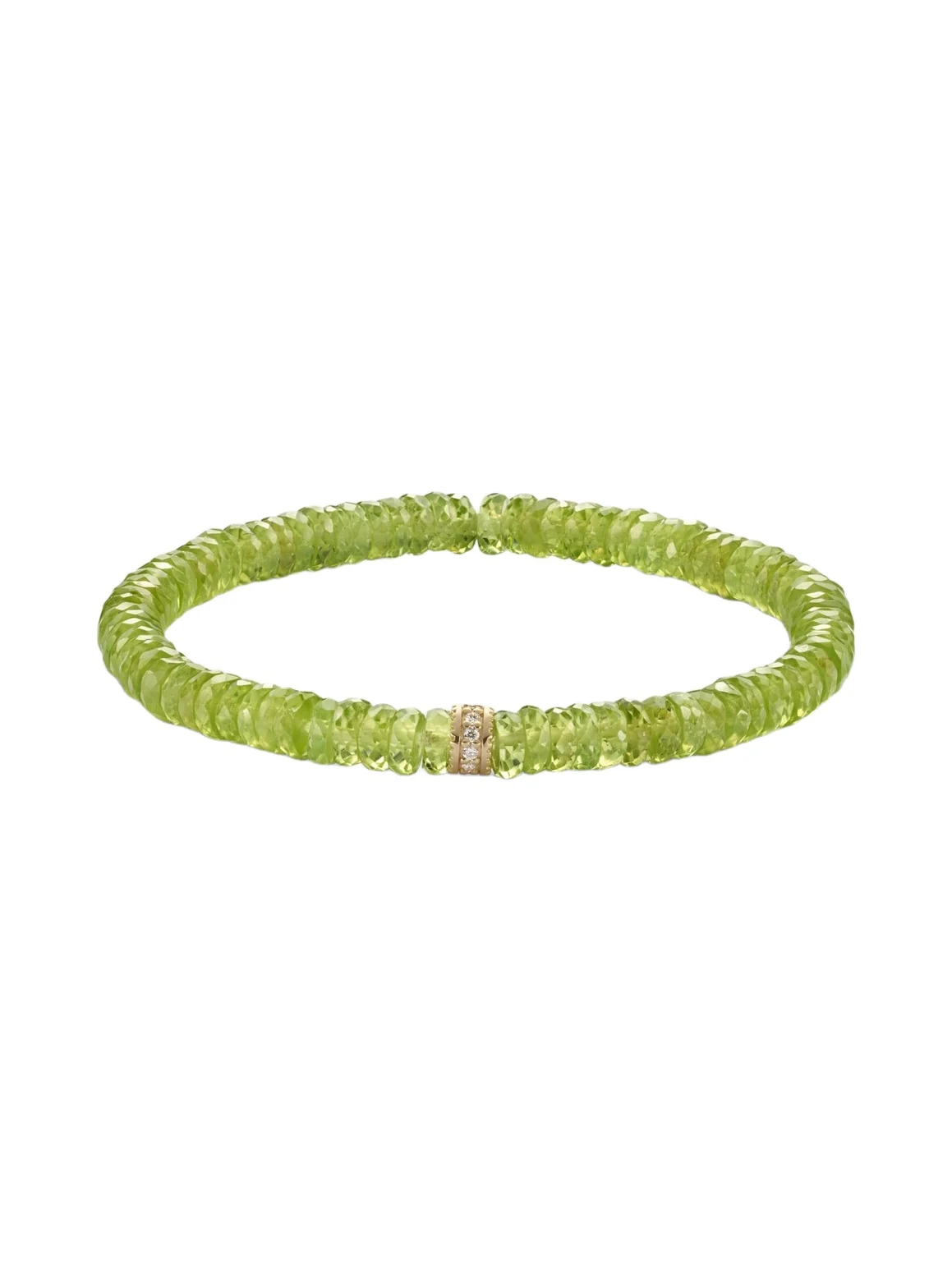 Sydney Evan 14kt gold beaded bracelet with peridot and diamonds
