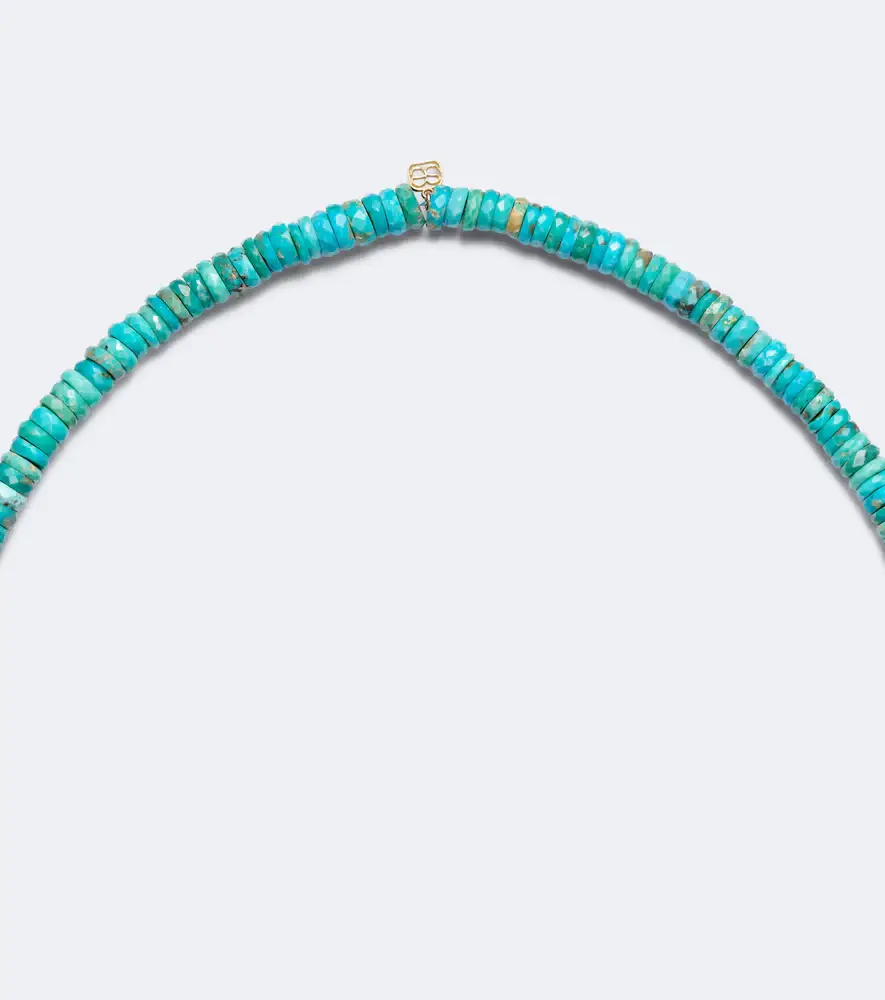 Sydney Evan 14kt gold beaded necklace with turquoise and diamonds | Thumbnail 2