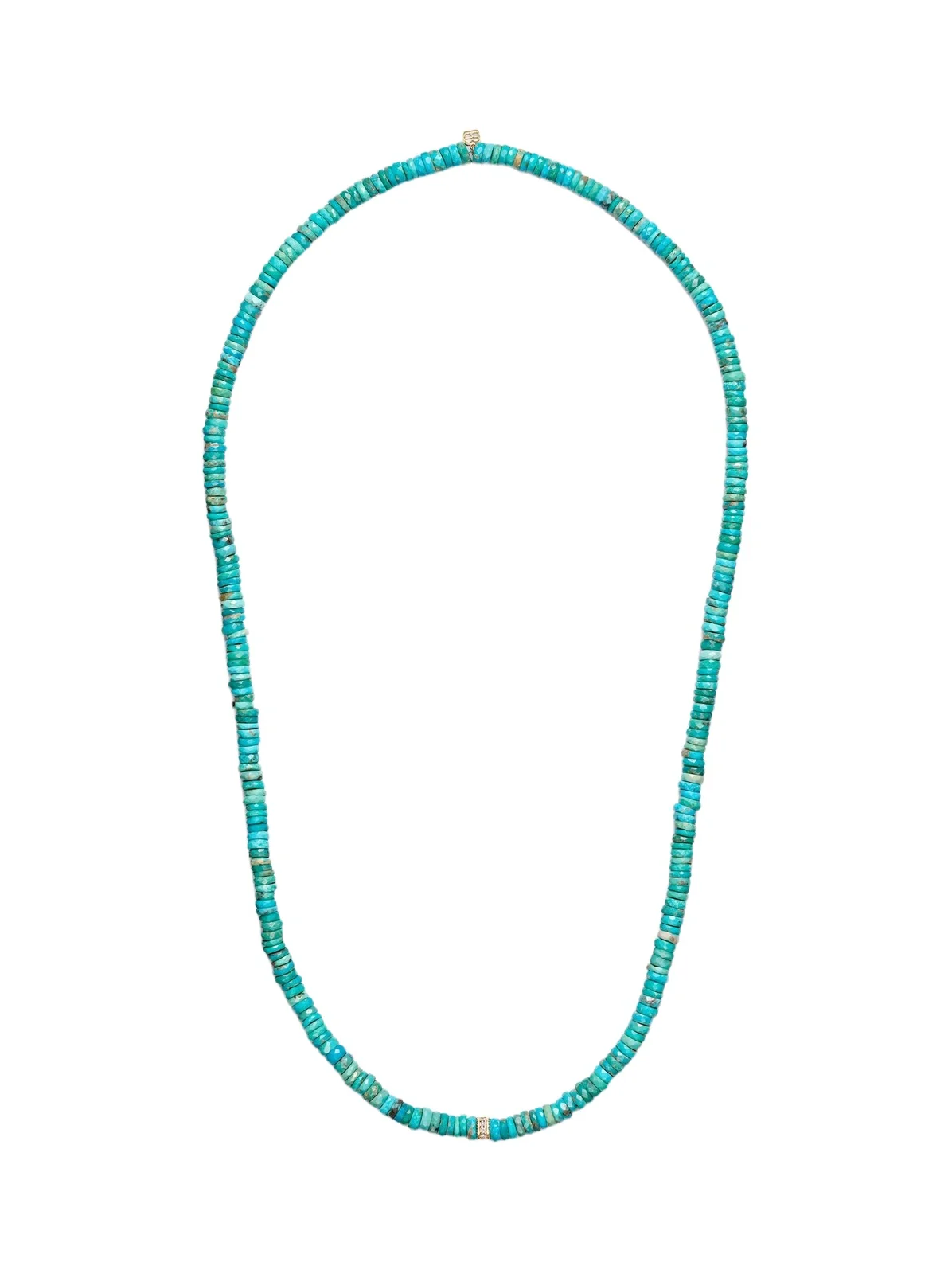 Sydney Evan 14kt gold beaded necklace with turquoise and diamonds