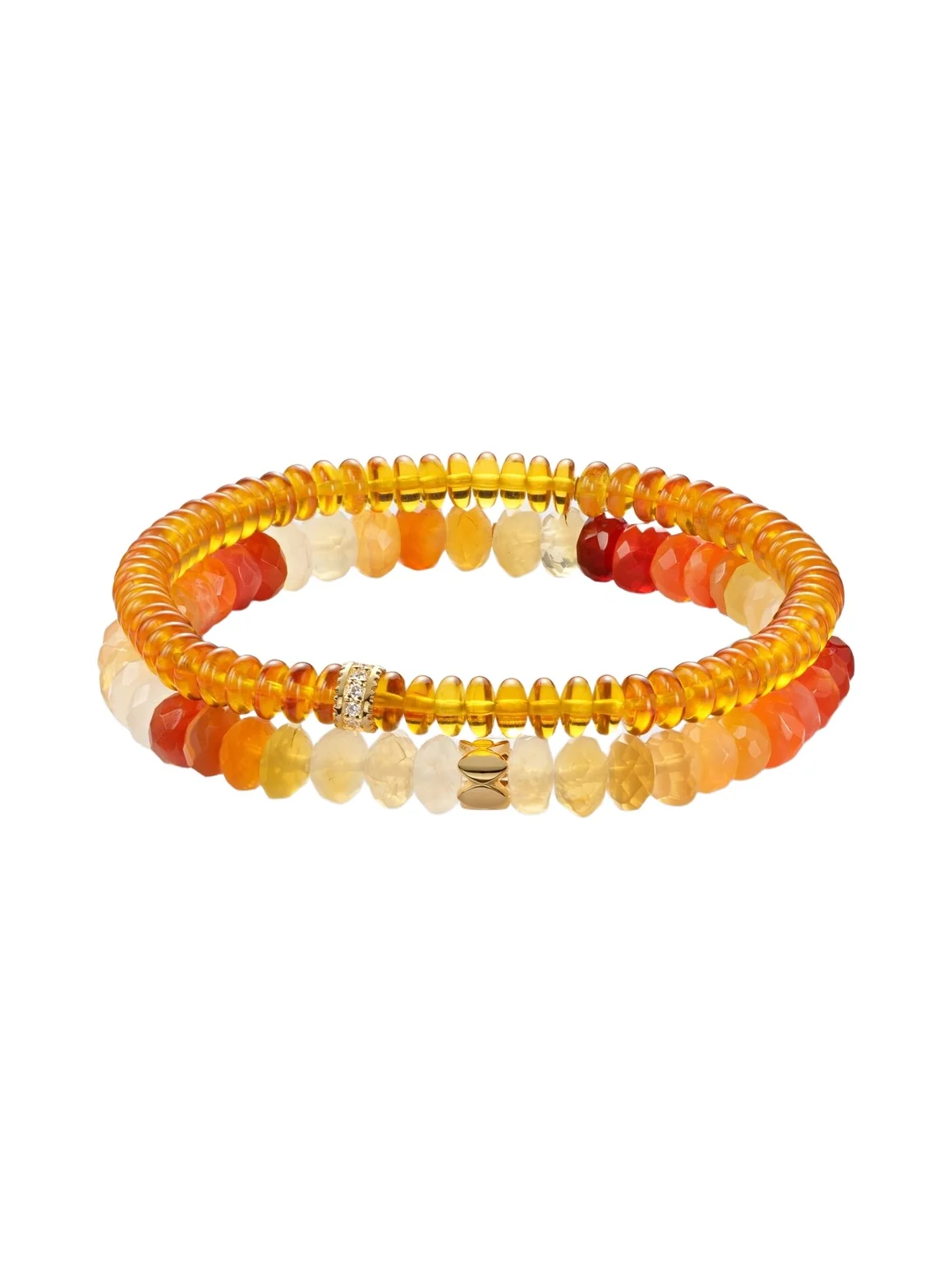 Sydney Evan 14kt gold beaded bracelet with gemstones