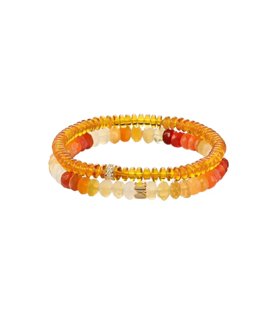 14kt gold beaded bracelet with gemstones 14kt gold beaded bracelet with gemstones