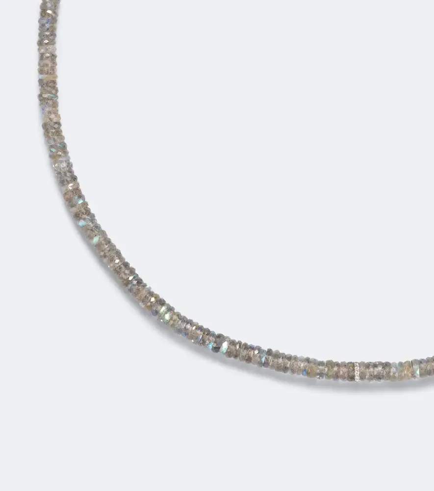 Sydney Evan 14kt gold beaded necklace with quartz and diamonds | Thumbnail 3